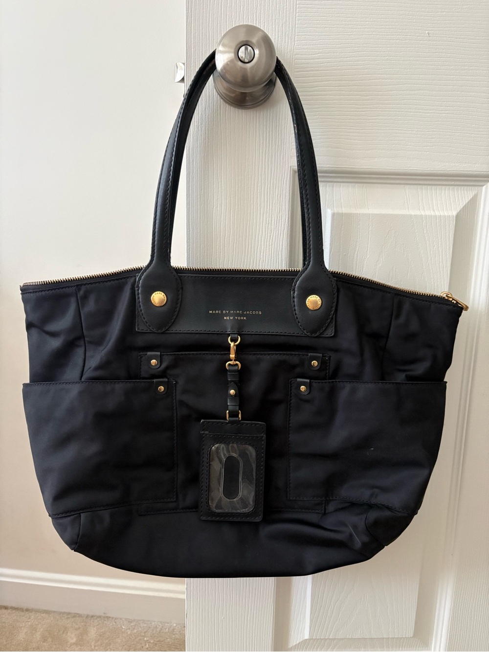 Marc by Marc Jacobs Black Nylon Tote with Gold Accents *Call Outs In Description